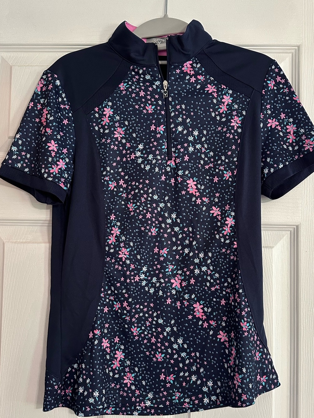 Callaway Pink and Navy Performance Golf Top